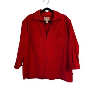 Woolrich Women’s Red Corduroy Half-Zip Pullover Shirt Jacket Size L